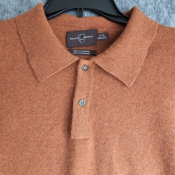 Men's Rust Orange Cashmere Sweater - Picture 2 of 3